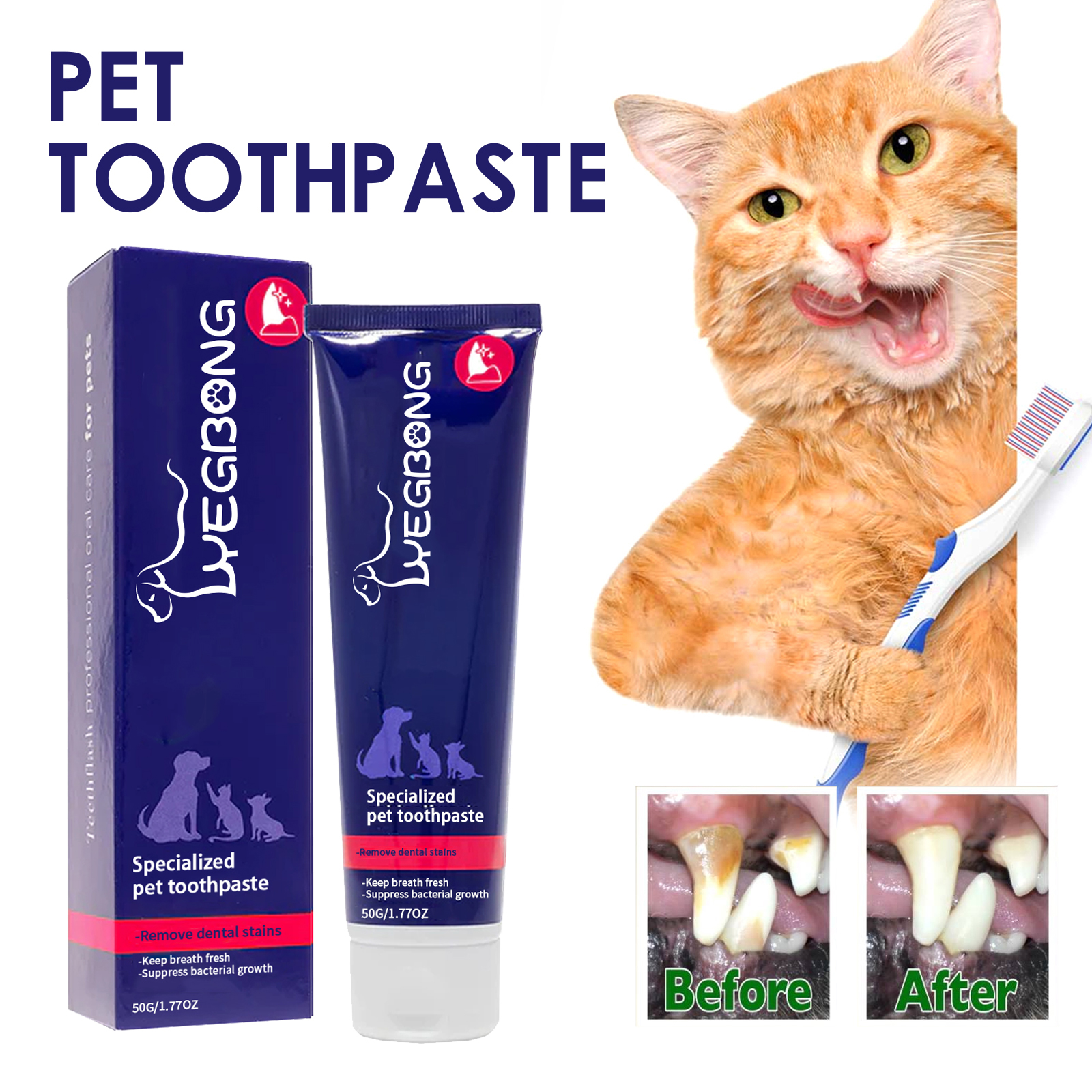 Teeth Whitening Cream - Pet Toothpaste Reduce Tartar Remove Dental