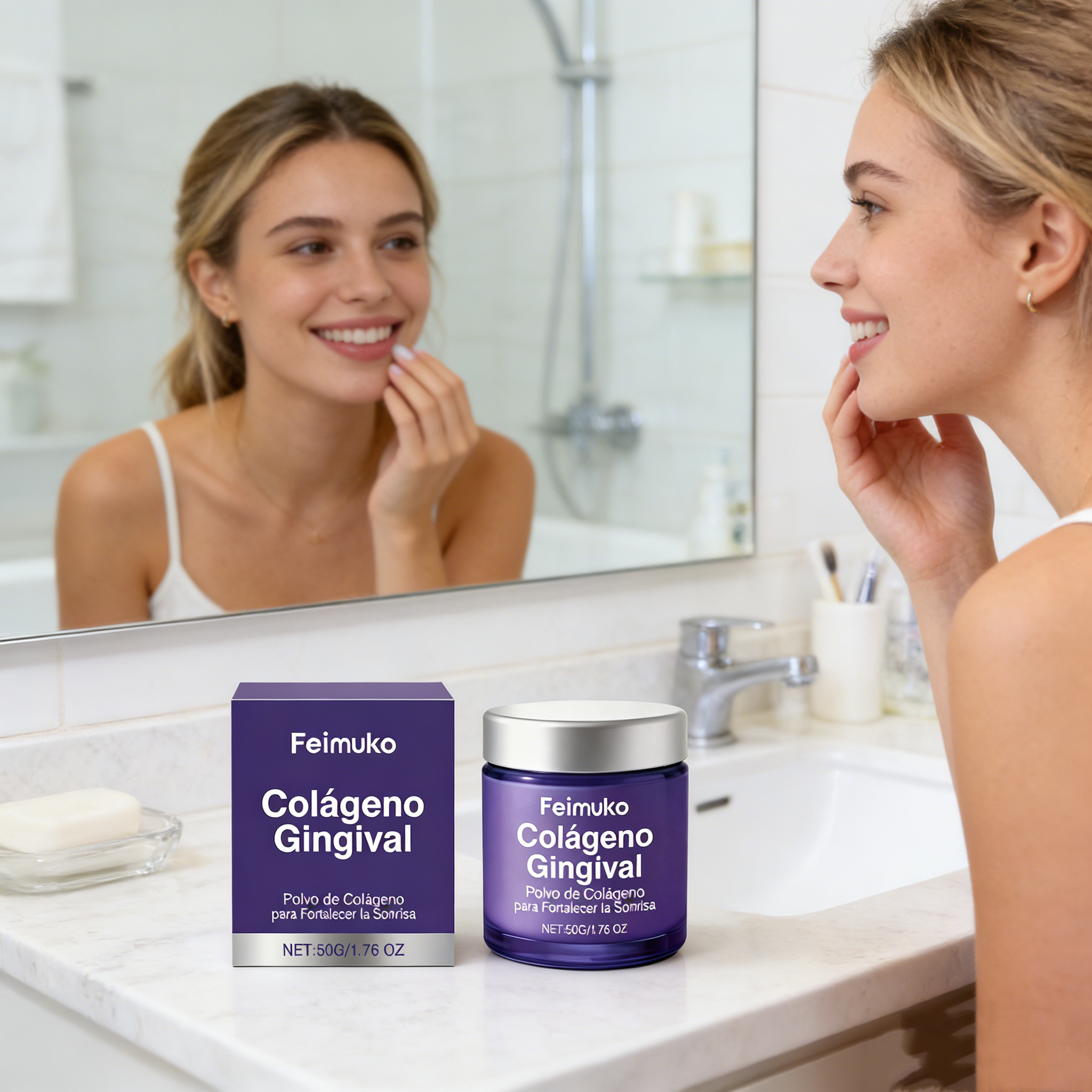 Teeth Whitening Q&M - Collagen Teeth Cleaning Powder Mint Fresh