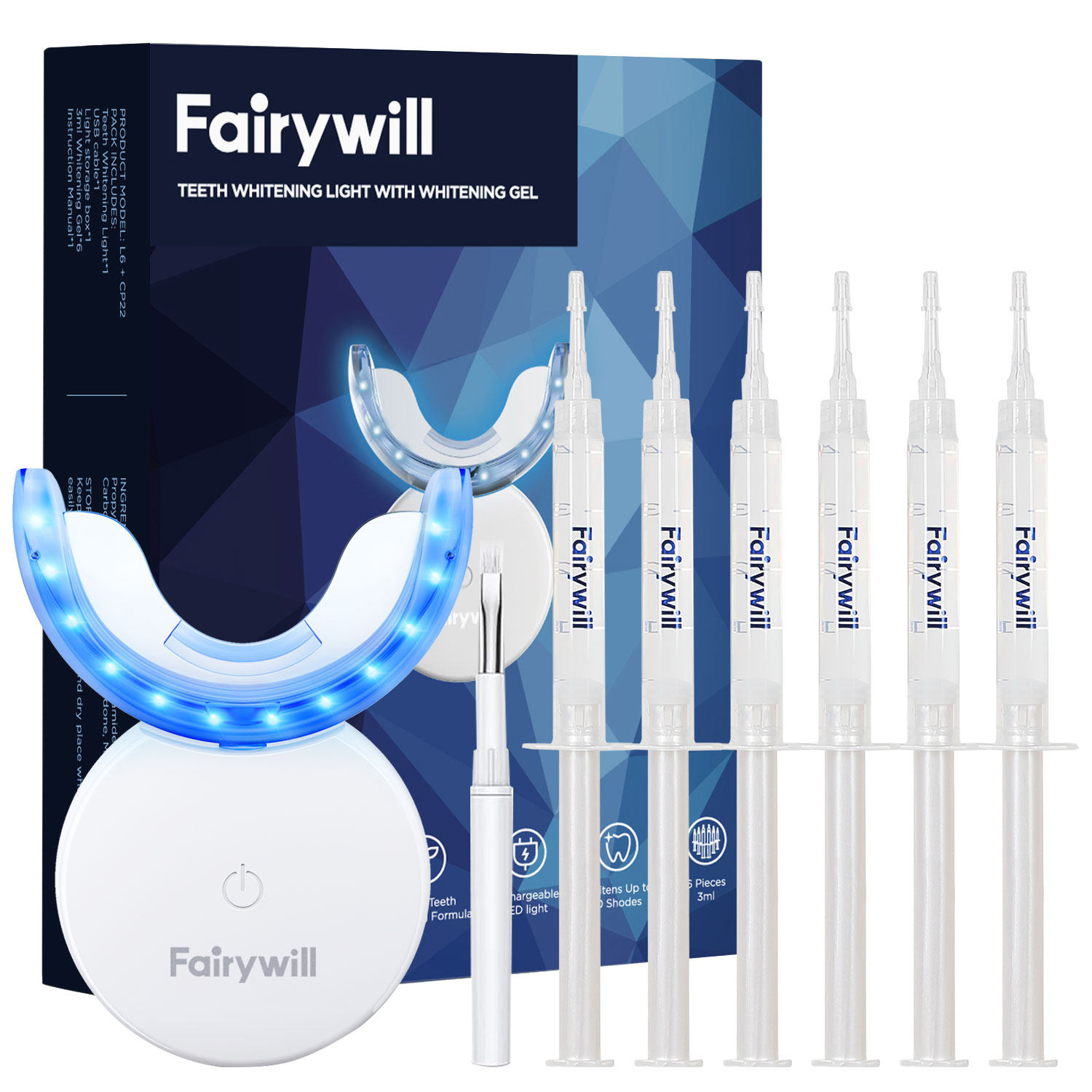 Teeth Whitening Kit At Home - Fairywill Teeth Whitening Kit LED Light