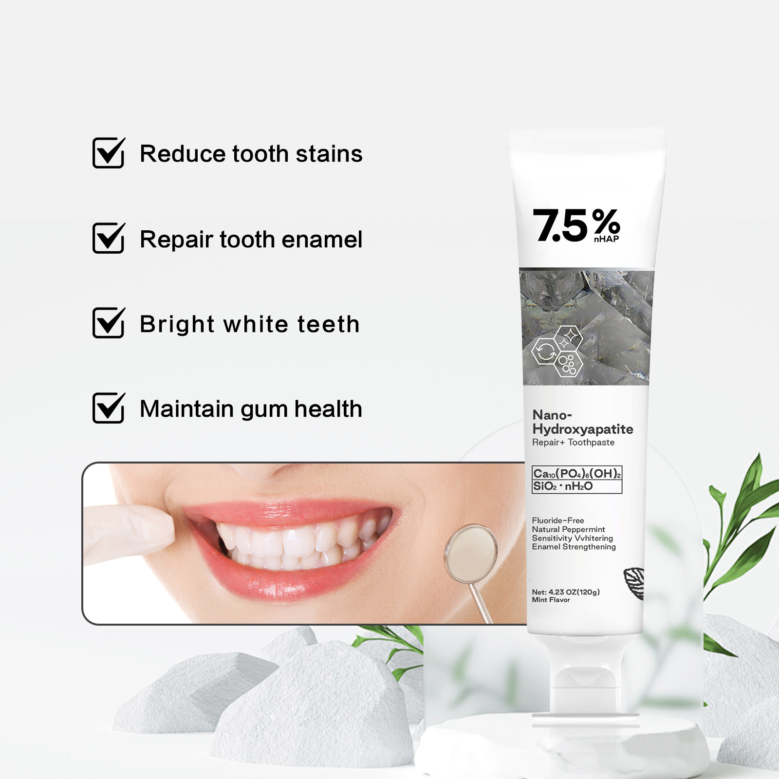 Nano Hydroxyapatite Toothpaste - Teeth Whitening With Hydrogen Peroxide のレビューと価格