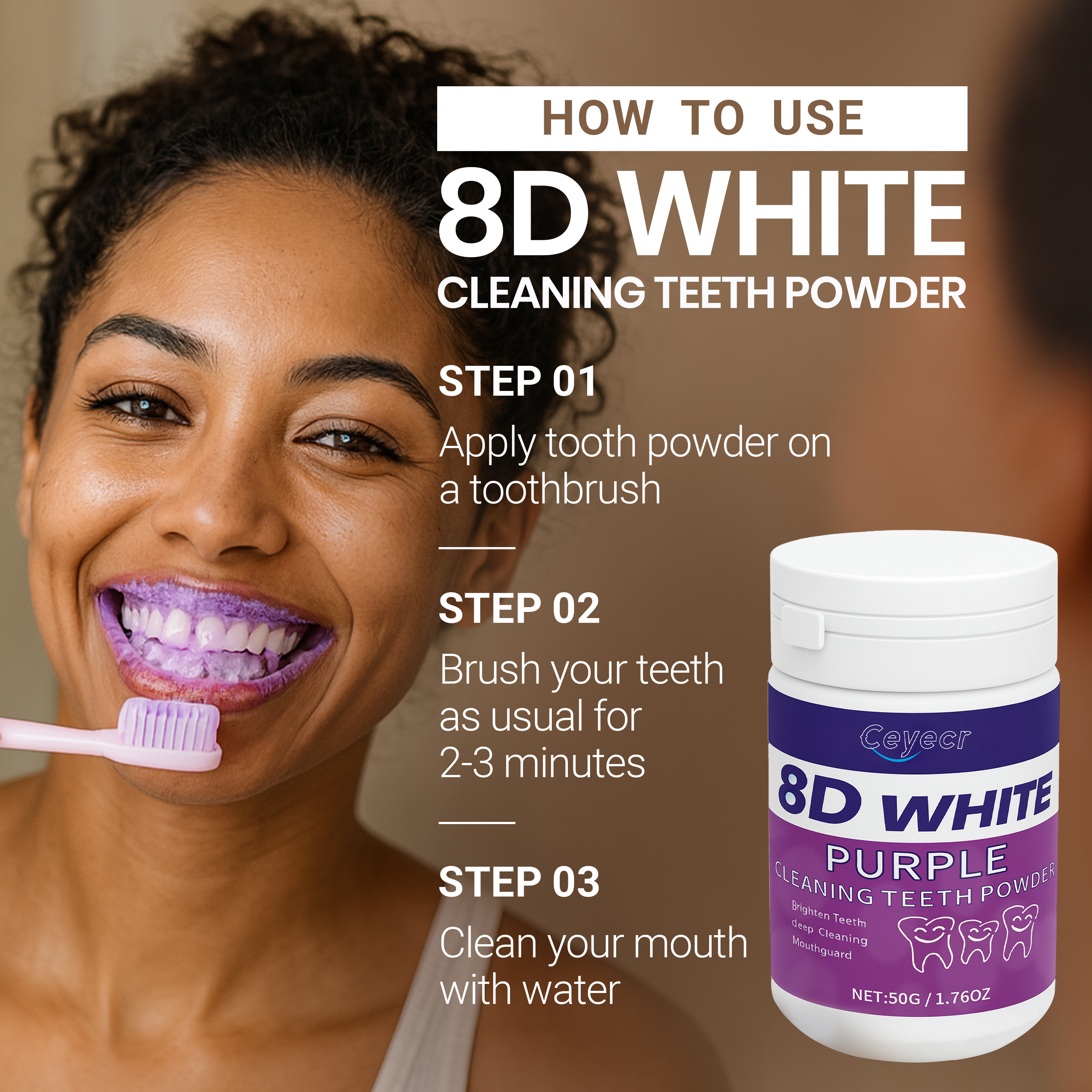 8D white Teeth Whitening Powde - Teeth Whitening Cream のレビューと価格