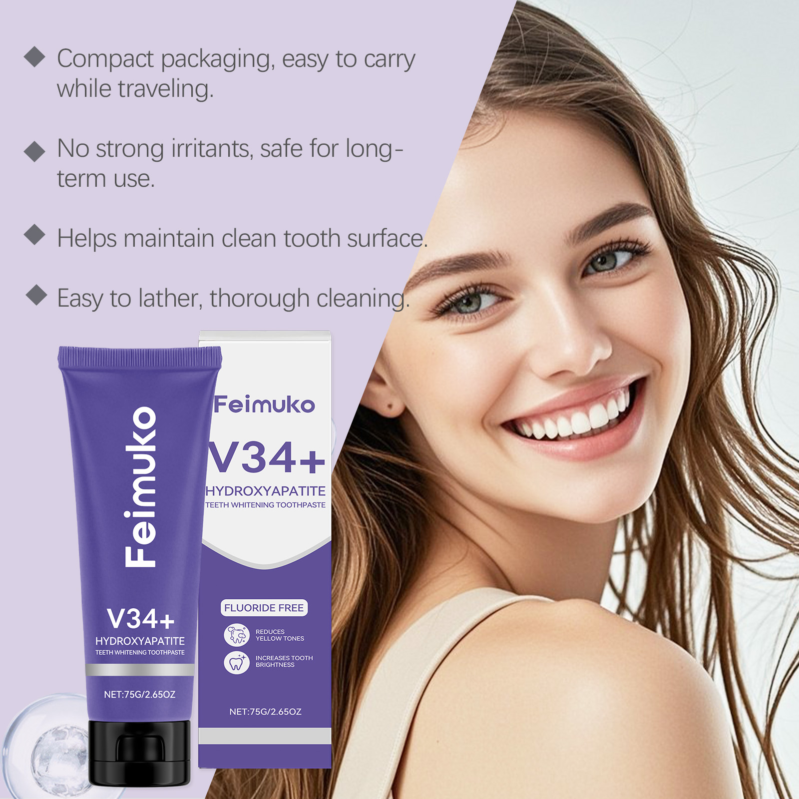 Feimuko Teeth Whitening Toothp - Teeth Whitening Quick のレビューと価格